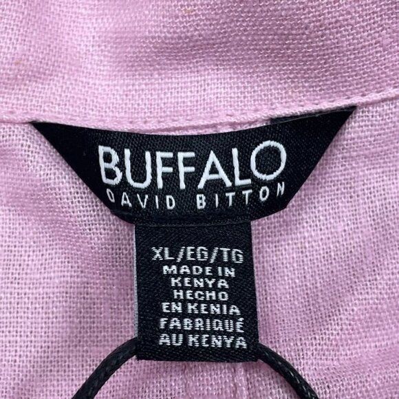 Buffalo David Bitton Pink Linen Viscose Shirt XL Short Sleeve a1522 - Picture 3 of 8